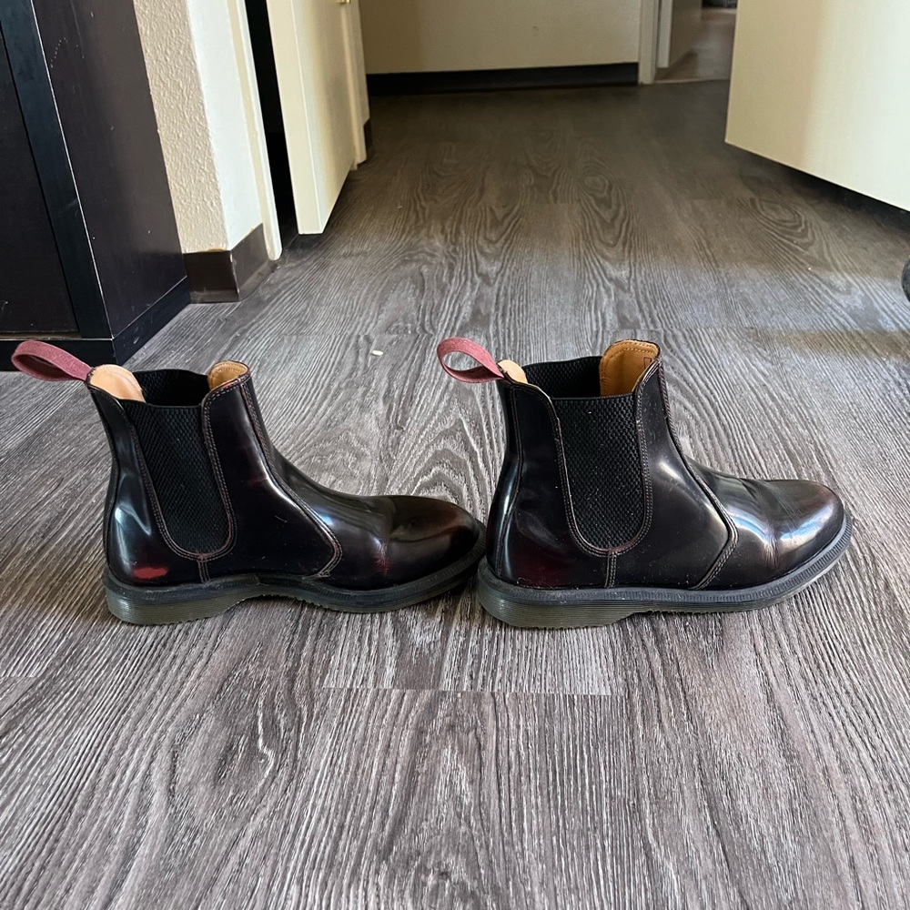 Dr. Martens Black Ankle Boots with Red Accents